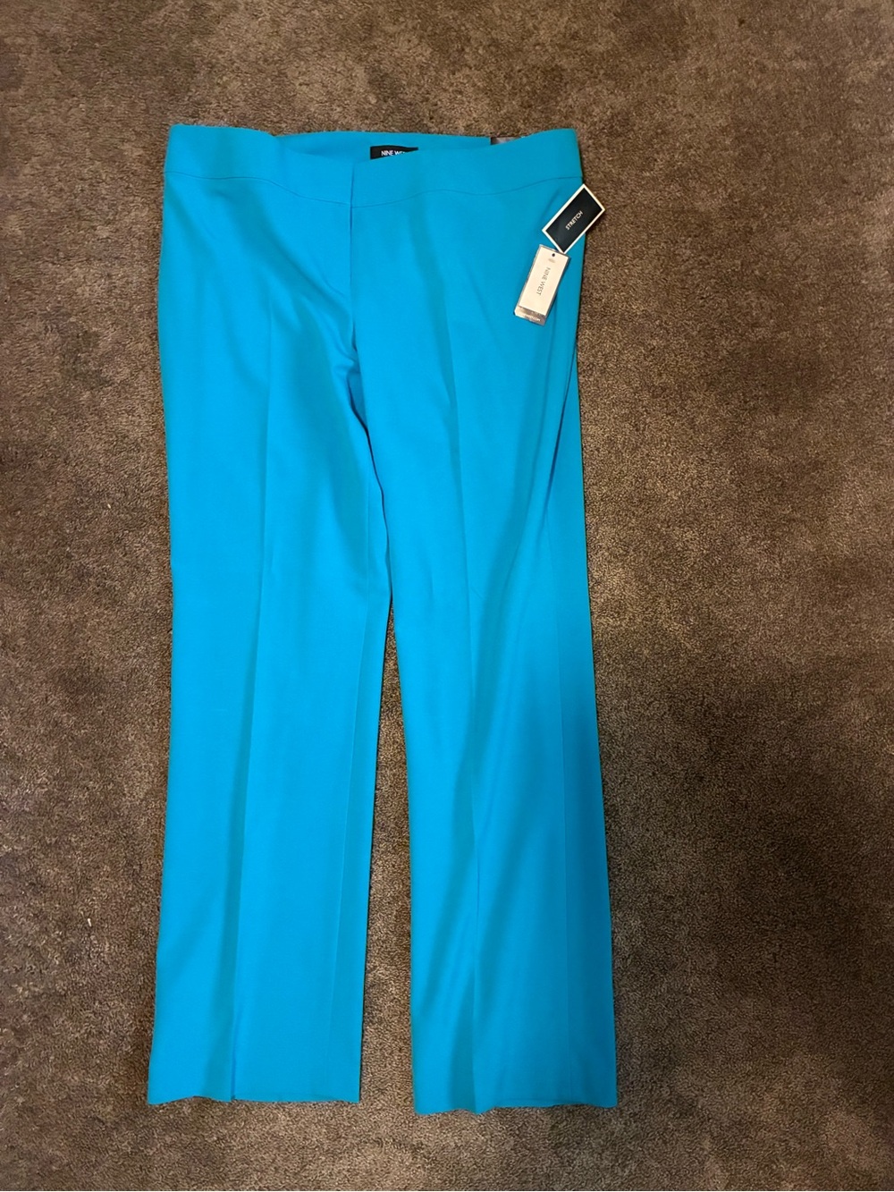 Nine West Womens Stretch Trousers Pants Bright Blue Zipper Back Pockets Size 14